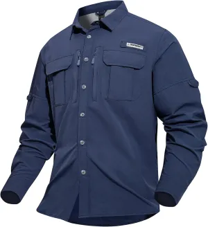 Haimont Men's Sun Protection Button Down Shirts Long Sleeve Hiking Fishing Travel Shirt Quick Dry Outdoor Top