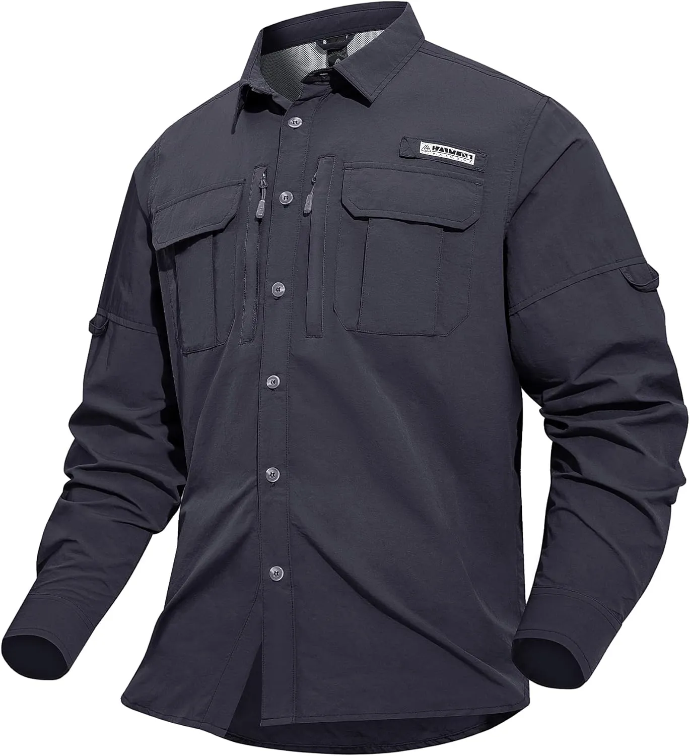 Haimont Men's Sun Protection Button Down Shirts Long Sleeve Hiking Fishing Travel Shirt Quick Dry Outdoor Top