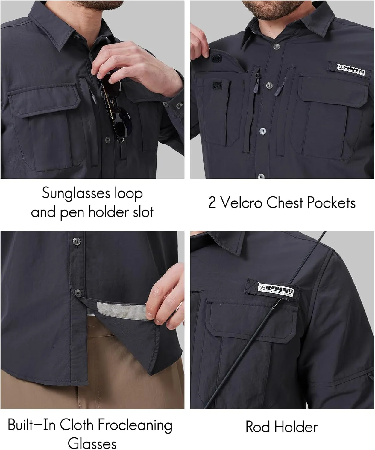 Haimont Men's Sun Protection Button Down Shirts Long Sleeve Hiking Fishing Travel Shirt Quick Dry Outdoor Top