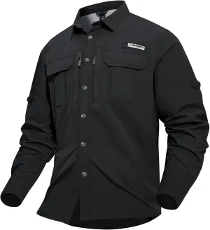 Haimont Men's Sun Protection Button Down Shirts Long Sleeve Hiking Fishing Travel Shirt Quick Dry Outdoor Top