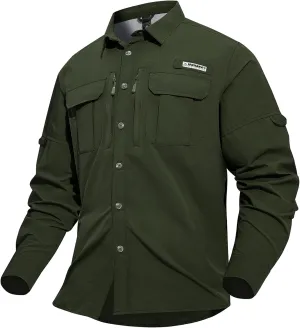 Haimont Men's Sun Protection Button Down Shirts Long Sleeve Hiking Fishing Travel Shirt Quick Dry Outdoor Top