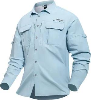 Haimont Men's Sun Protection Button Down Shirts Long Sleeve Hiking Fishing Travel Shirt Quick Dry Outdoor Top