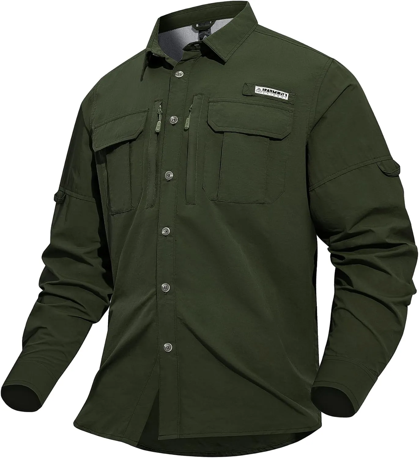 Haimont Men's Sun Protection Button Down Shirts Long Sleeve Hiking Fishing Travel Shirt Quick Dry Outdoor Top