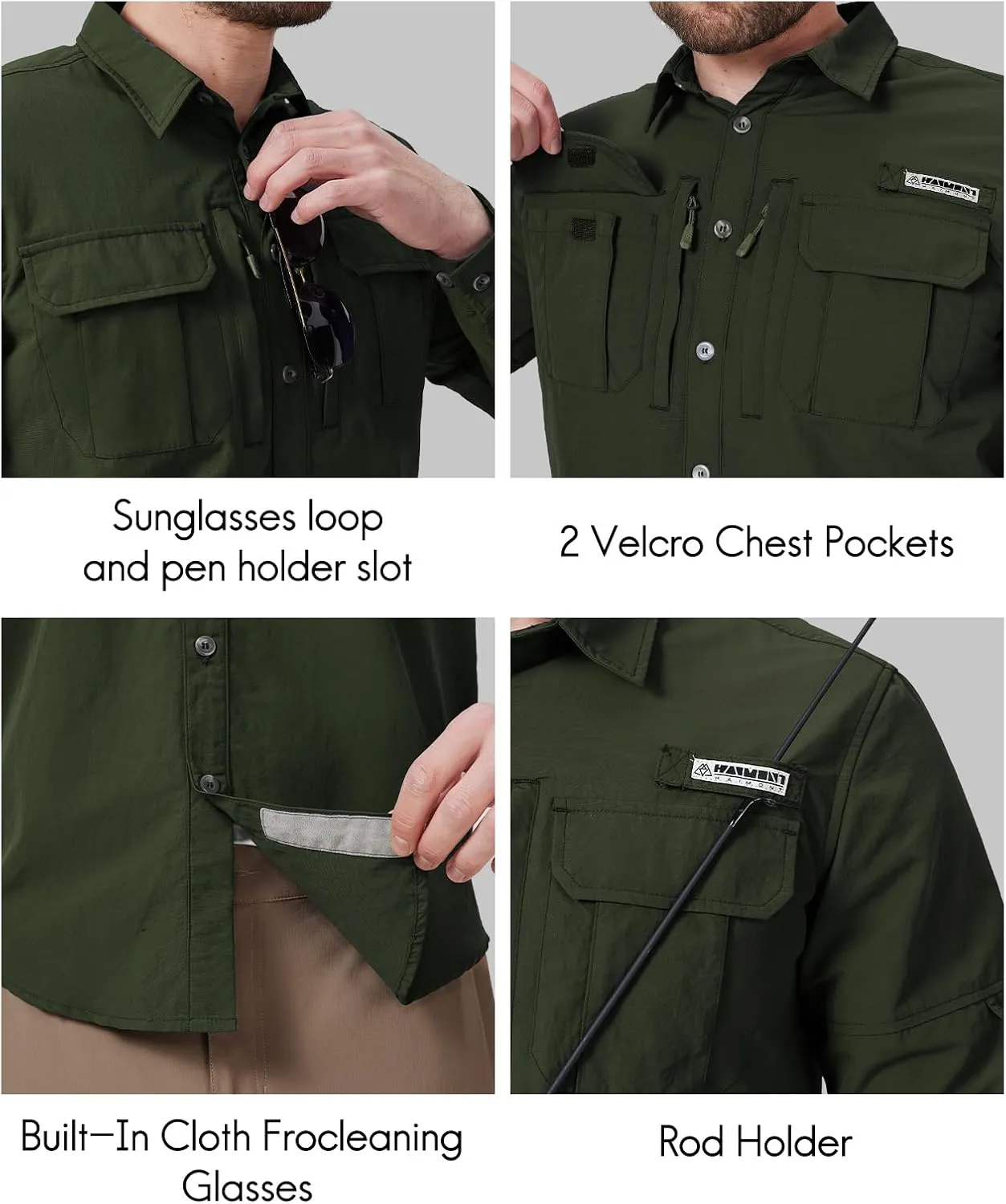 Haimont Men's Sun Protection Button Down Shirts Long Sleeve Hiking Fishing Travel Shirt Quick Dry Outdoor Top