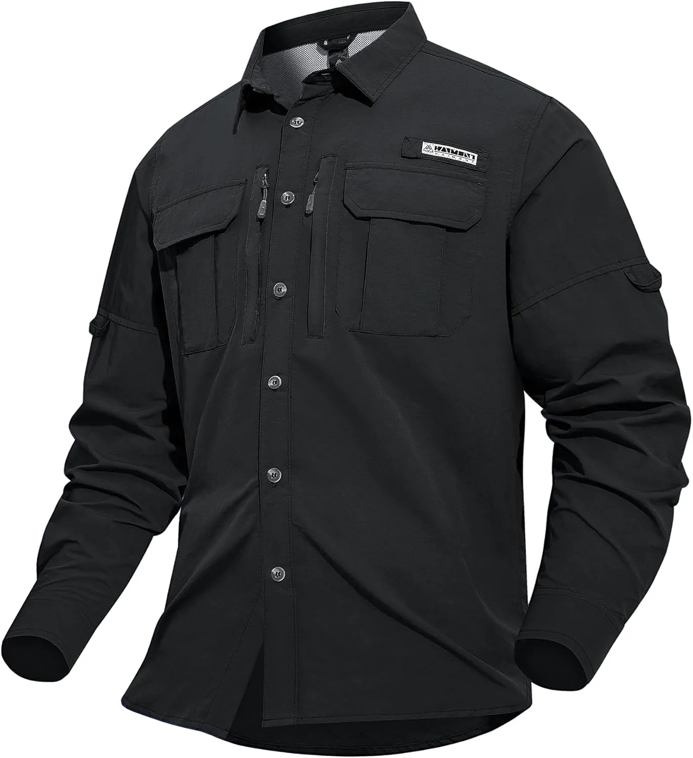 Haimont Men's Sun Protection Button Down Shirts Long Sleeve Hiking Fishing Travel Shirt Quick Dry Outdoor Top