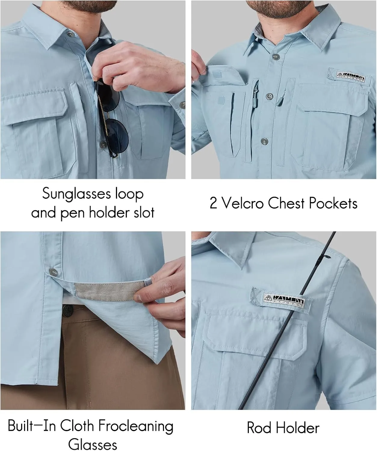 Haimont Men's Sun Protection Button Down Shirts Long Sleeve Hiking Fishing Travel Shirt Quick Dry Outdoor Top