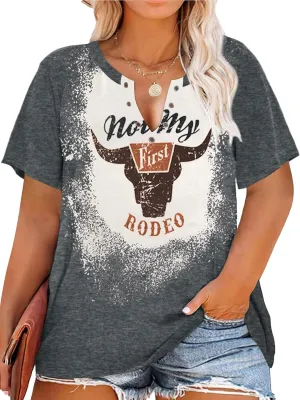 HDLTE Plus Size Women Western Tops Cowboy Graphic Tees Short Sleeve Vintage Cowgirl Shirts for Women