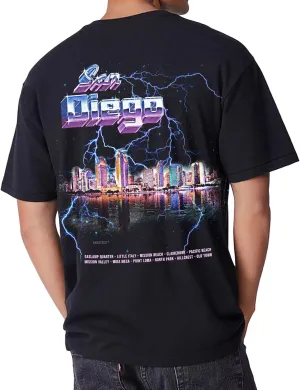 Heavyweight Black Band Tshirt 80s and 90s Heavy Metal Hair Band Tour Retro Synthwave Thick & Boxy Fit Vintage Back Print