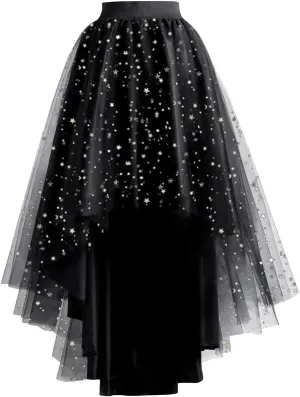 High Low Tulle Skirt for Women Lace up Wedding Party Prom Cocktail Mesh Long Tulle Skirt