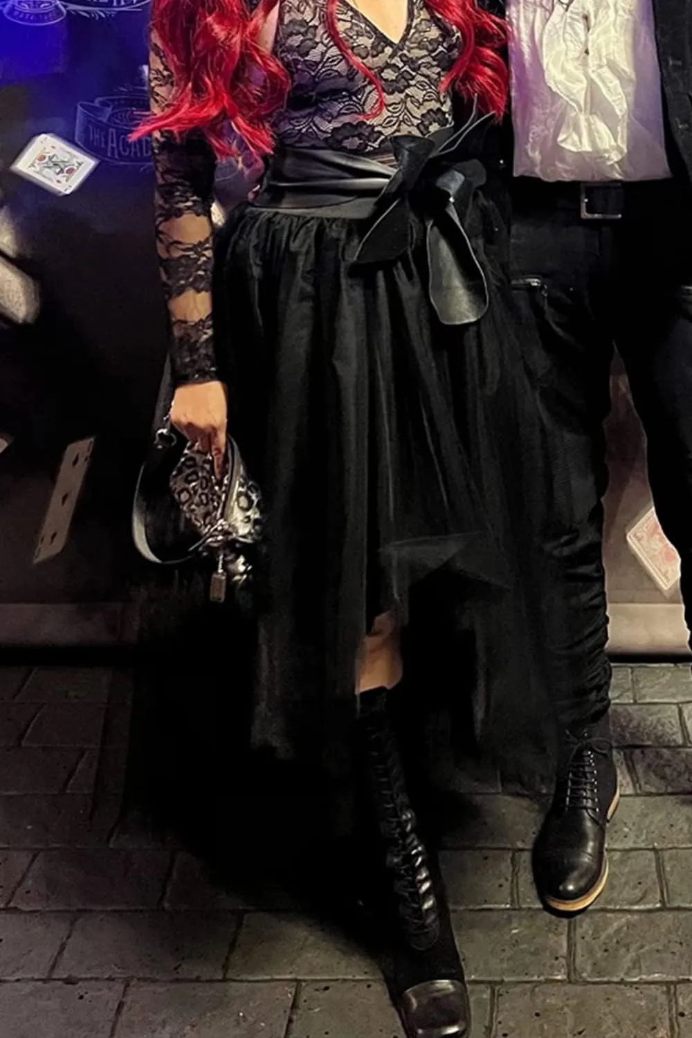 High Low Tulle Skirt for Women Lace up Wedding Party Prom Cocktail Mesh Long Tulle Skirt