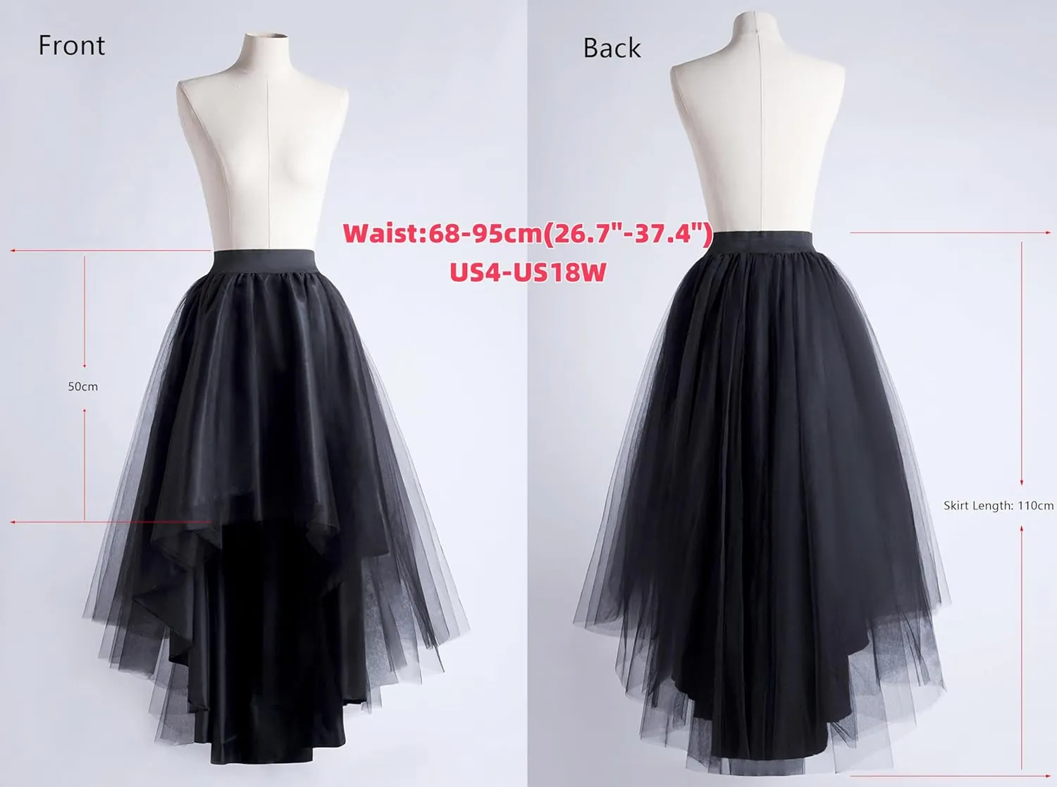 High Low Tulle Skirt for Women Lace up Wedding Party Prom Cocktail Mesh Long Tulle Skirt