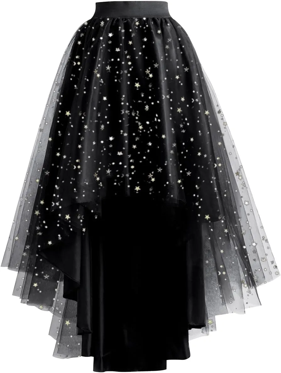 High Low Tulle Skirt for Women Lace up Wedding Party Prom Cocktail Mesh Long Tulle Skirt