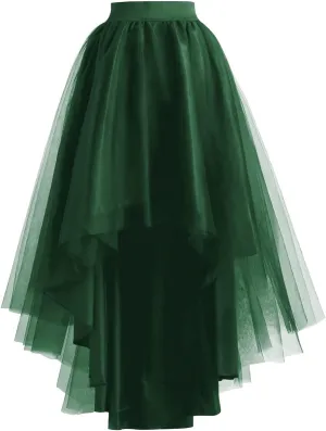 High Low Tulle Skirt for Women Lace up Wedding Party Prom Cocktail Mesh Long Tulle Skirt
