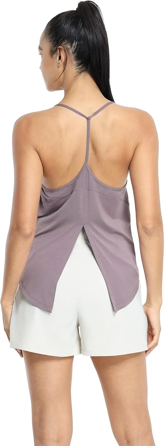 icyzone Racerback Workout Tank Tops for Women, V Neck Strappy Gym Yoga Running Shirts Loose Fit Quick Dry