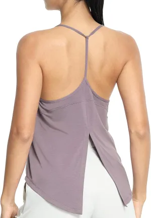 icyzone Racerback Workout Tank Tops for Women, V Neck Strappy Gym Yoga Running Shirts Loose Fit Quick Dry