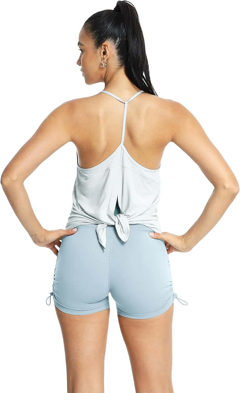 icyzone Racerback Workout Tank Tops for Women, V Neck Strappy Gym Yoga Running Shirts Loose Fit Quick Dry