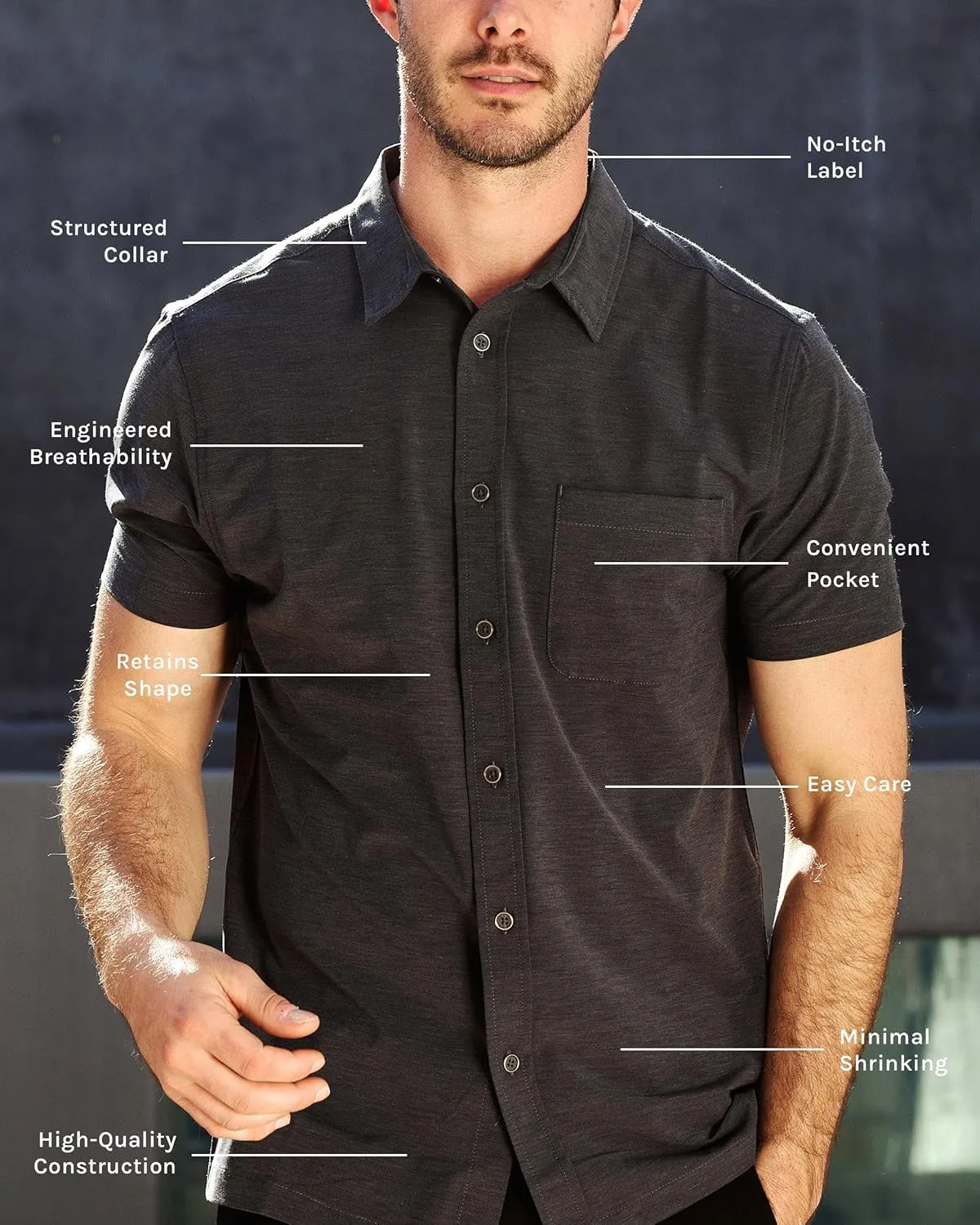 INTO THE AM Men's Casual Button Up Shirt Essential Short Sleeve Button Down Shirts - Stylish Business Casual Dress Shirt