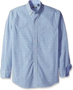 IZOD Men's Button Down Long Sleeve Stretch Performance Plaid Shirts