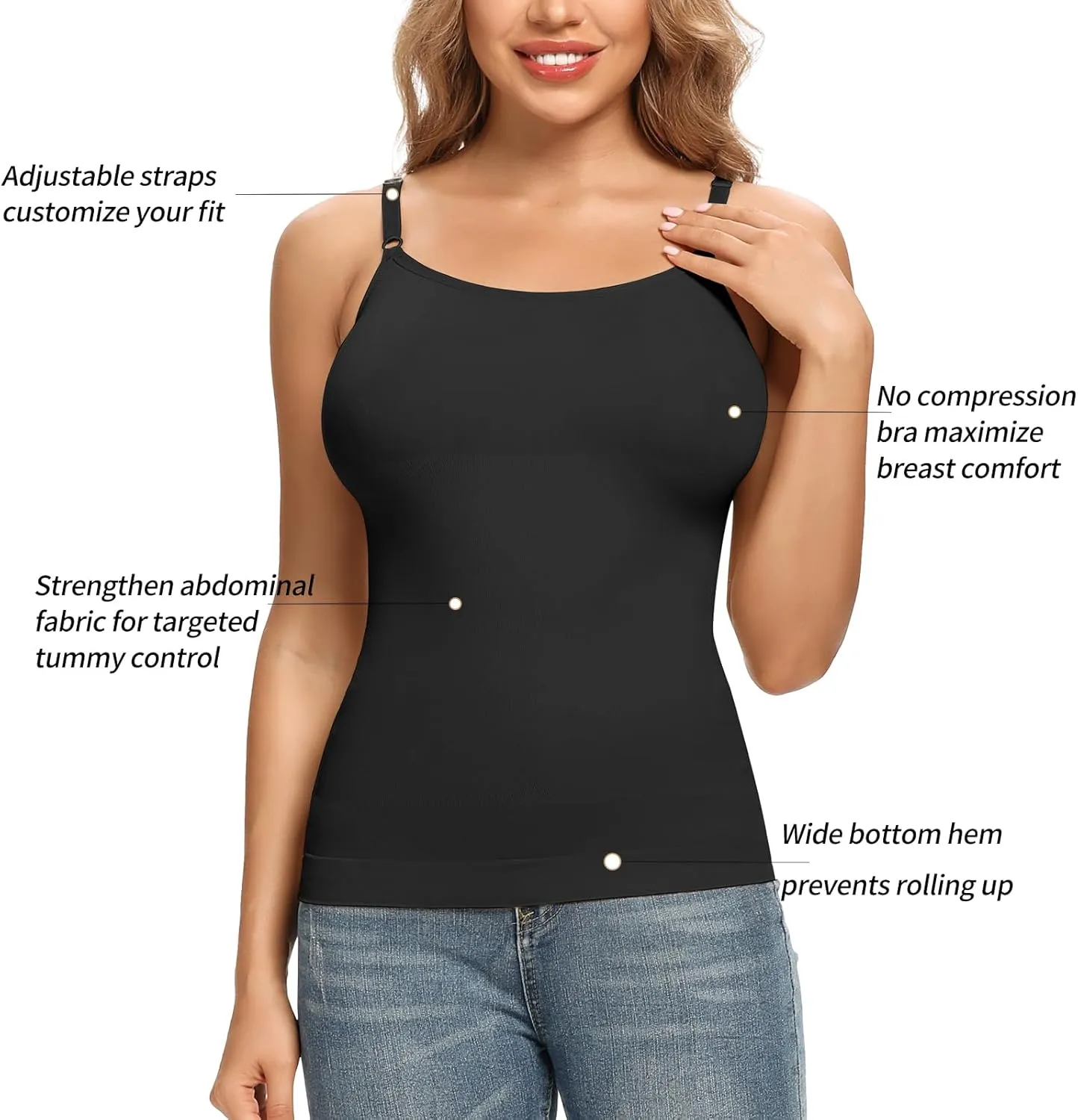 JOYSHAPER Women's Shapewear Camisole Tops - Tummy Control Slimming Cami Shaper with No Padded Bra Tank Tops