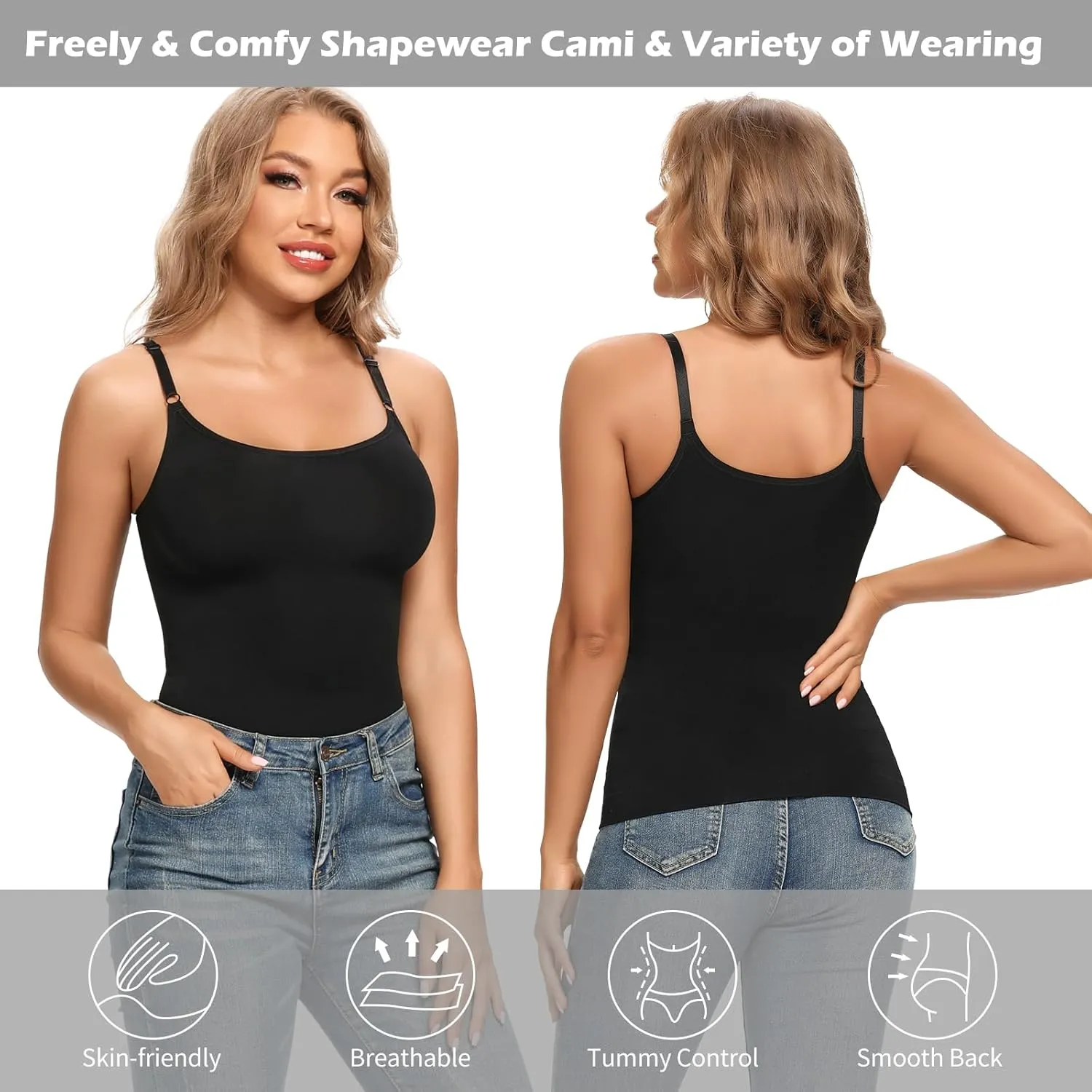JOYSHAPER Women's Shapewear Camisole Tops - Tummy Control Slimming Cami Shaper with No Padded Bra Tank Tops