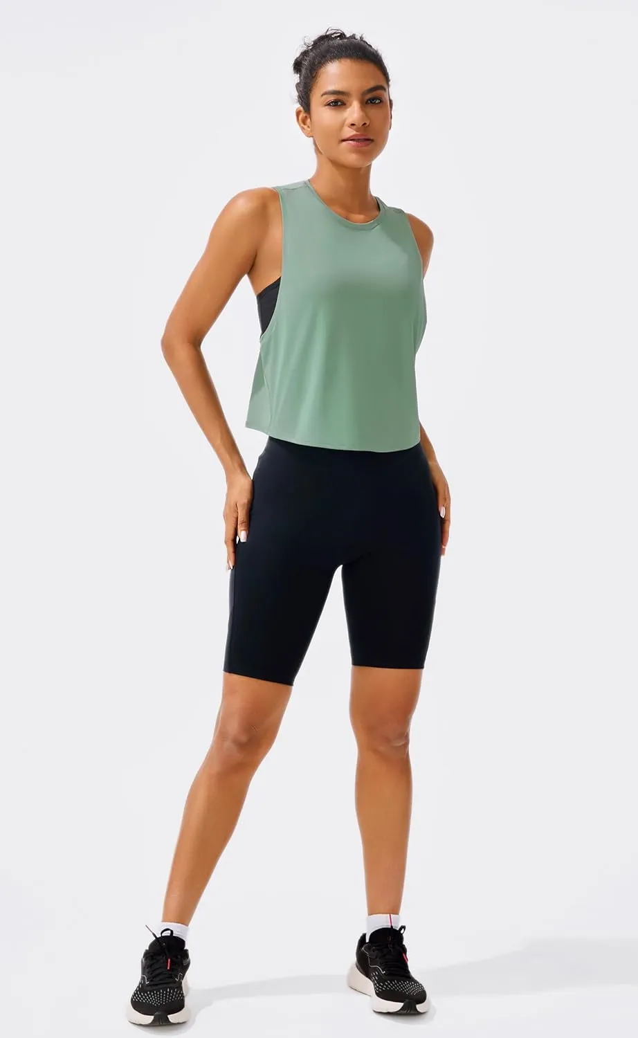 JOYSPELS Ice Silk Crop Workout Tank Tops for Women Quick Dry Sleeveless Loose Fit Athletic Running Shirts