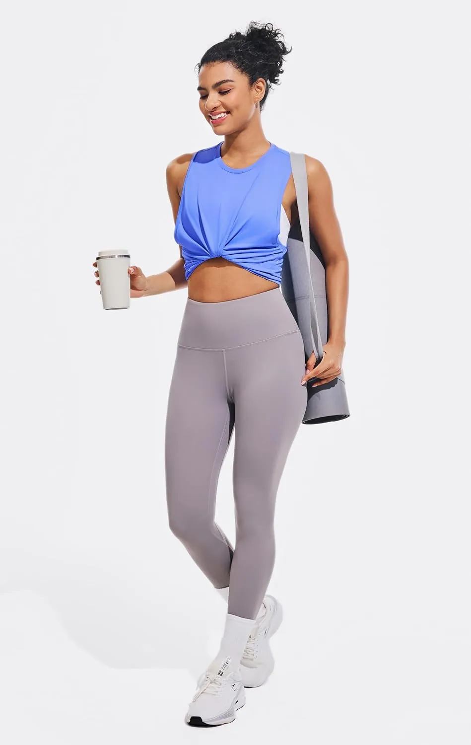 JOYSPELS Ice Silk Crop Workout Tank Tops for Women Quick Dry Sleeveless Loose Fit Athletic Running Shirts
