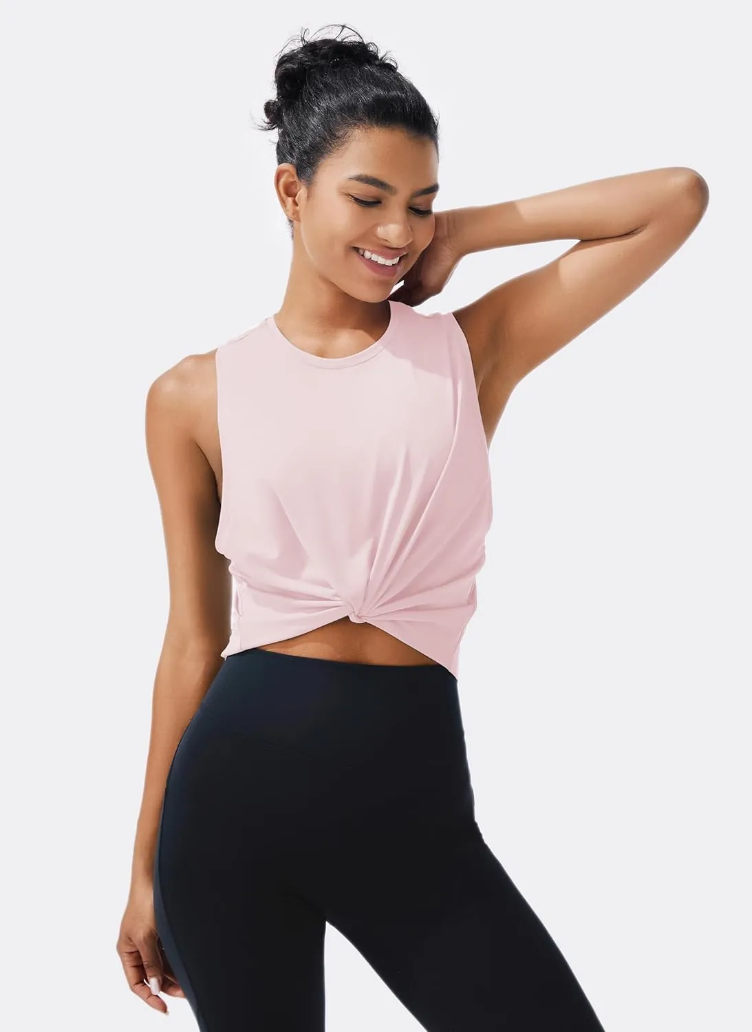 JOYSPELS Ice Silk Crop Workout Tank Tops for Women Quick Dry Sleeveless Loose Fit Athletic Running Shirts