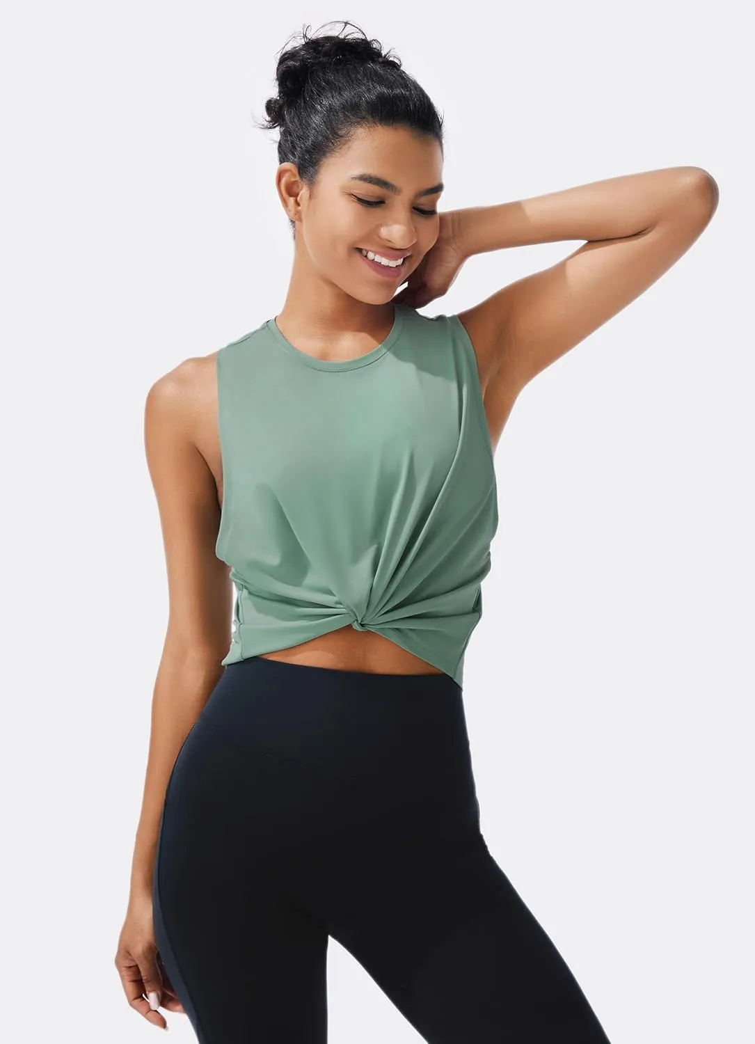 JOYSPELS Ice Silk Crop Workout Tank Tops for Women Quick Dry Sleeveless Loose Fit Athletic Running Shirts