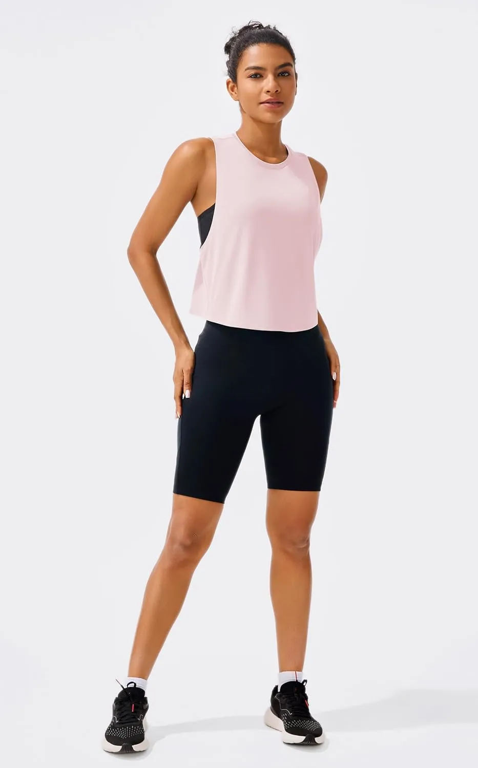 JOYSPELS Ice Silk Crop Workout Tank Tops for Women Quick Dry Sleeveless Loose Fit Athletic Running Shirts