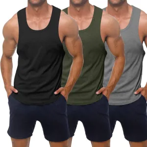 KAWATA Men's Workout Tank Tops Quick Dry Gym Muscle Tees Fitness Bodybuilding Sleeveless T Shirts