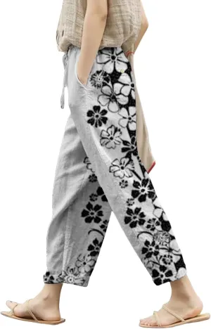 Leggings for Women Summer Casual Drawstring Pants Loose Cotton Linen Palazzo Pants Womens Linen Pants Womens Work