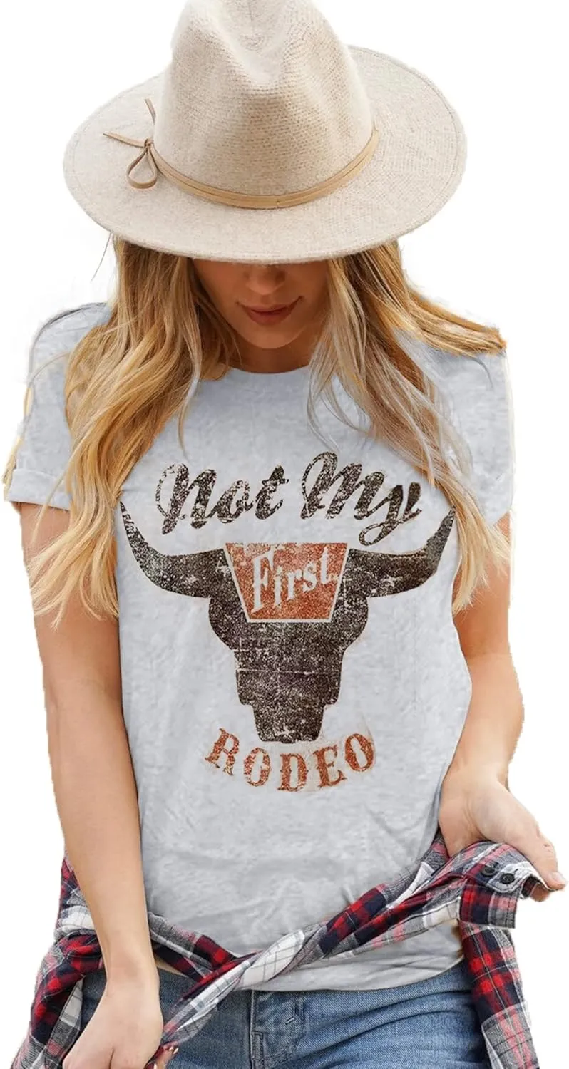Let 'er Rip Cowboy T-Shirt Tee Women Casual Country Music Short Sleeve Tees Tops