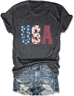 Loves Jesus and America Too Shirt USA Graphic Tees 4th of July Patriotic Independence Day Shirt