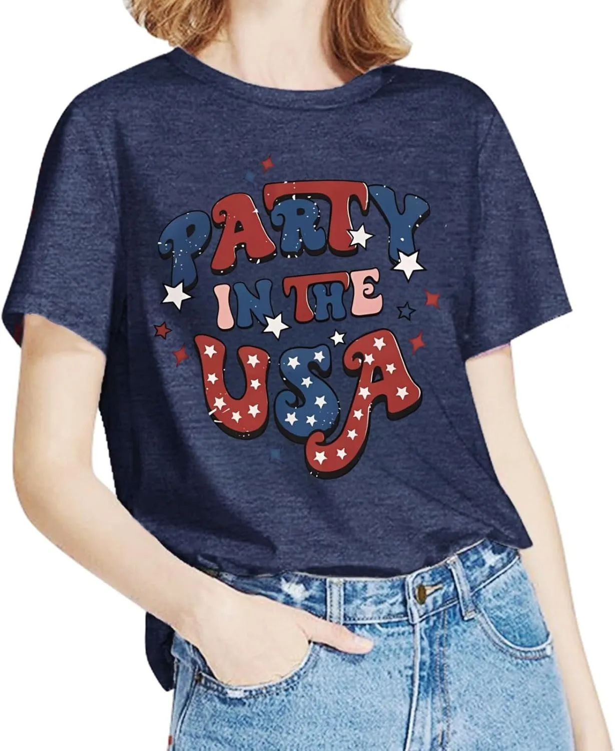Loves Jesus and America Too Shirt USA Graphic Tees 4th of July Patriotic Independence Day Shirt