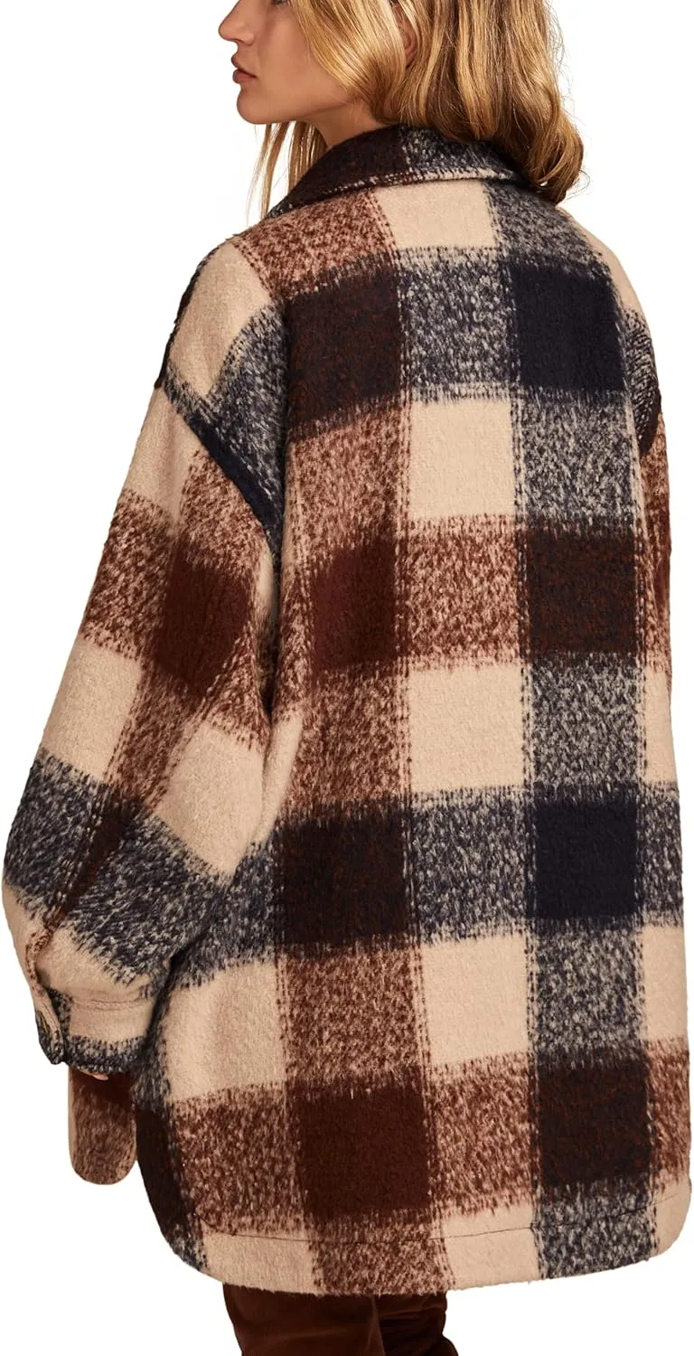 Lucky Brand Women's Oversized Plaid Shirt Jacket