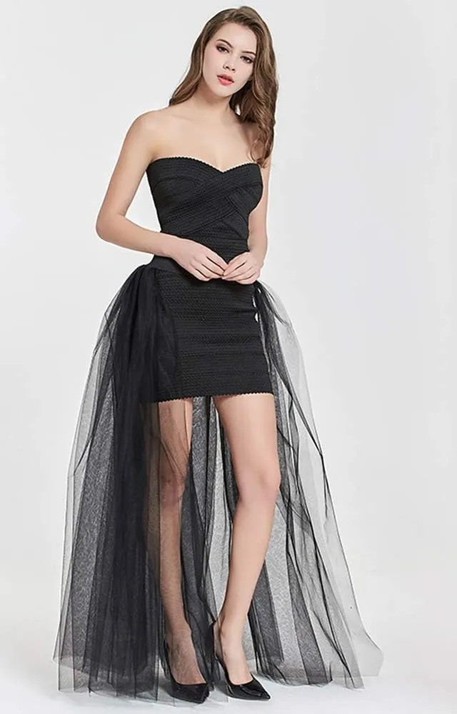 L'VOW Women's 4 Layers Overlay Long Tutu Tulle Dresses Floor Length Elastic Waist Bustle Skirt for Festival Party