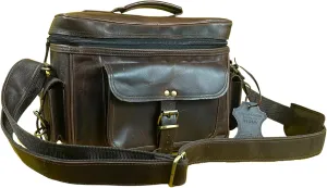 Madosh Vintage Leather Camera Bag DSLR Brown Messenger Shoulder Bag with Adjustable Strap SLR Lens Protection Crossbody Bag