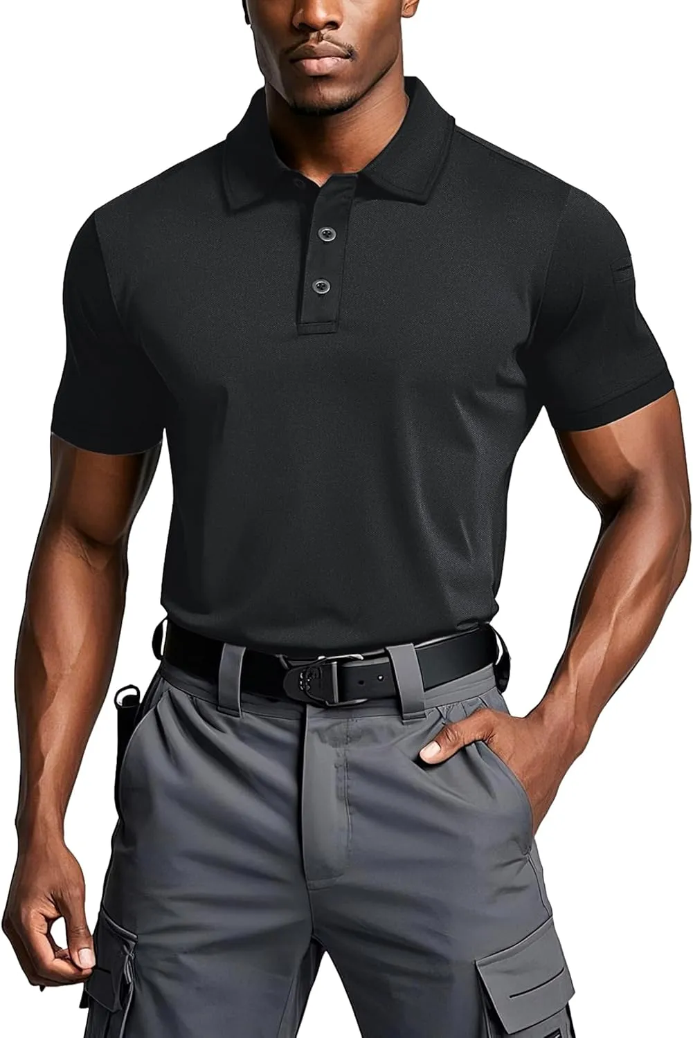 MAGCOMSEN Men's Polo Shirts Tactical UPF 50  Quick Dry Performance Short Sleeve Work Golf Shirts Lightweight Collared Pique