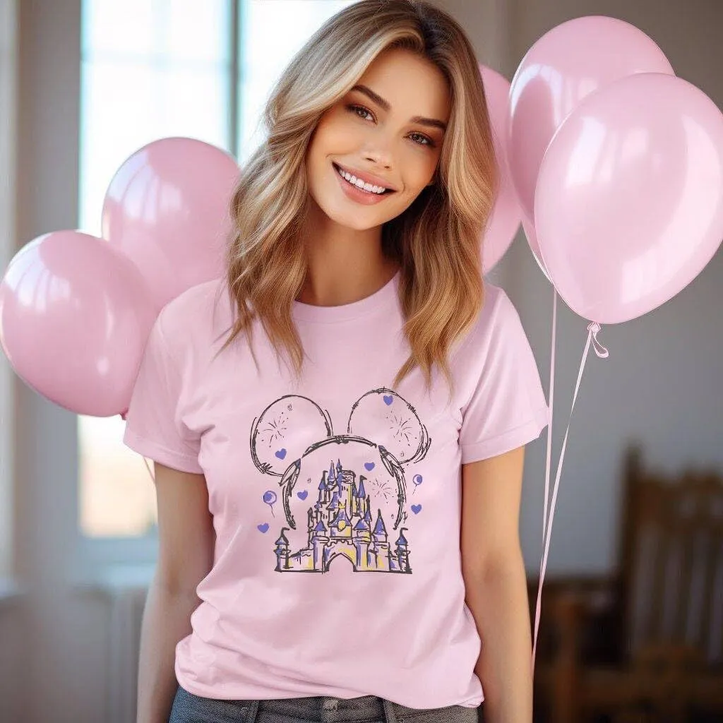 Magic Kingdom Shirts for Women Magical Castle Graphic Tees Family Vacation Trip Short Sleeve Tops