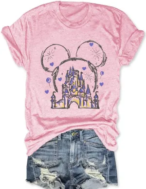 Magic Kingdom Shirts for Women Magical Castle Graphic Tees Family Vacation Trip Short Sleeve Tops