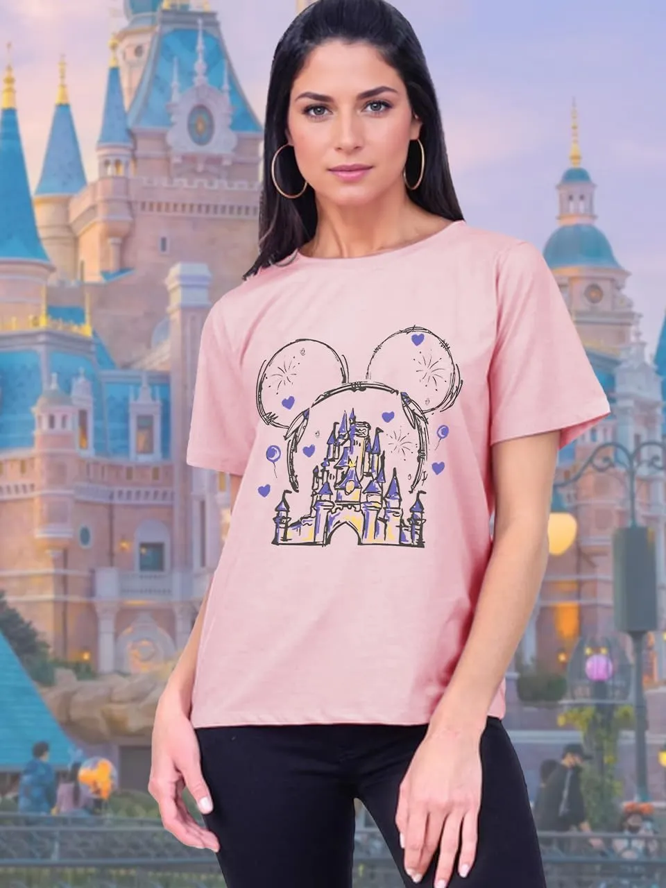Magic Kingdom Shirts for Women Magical Castle Graphic Tees Family Vacation Trip Short Sleeve Tops