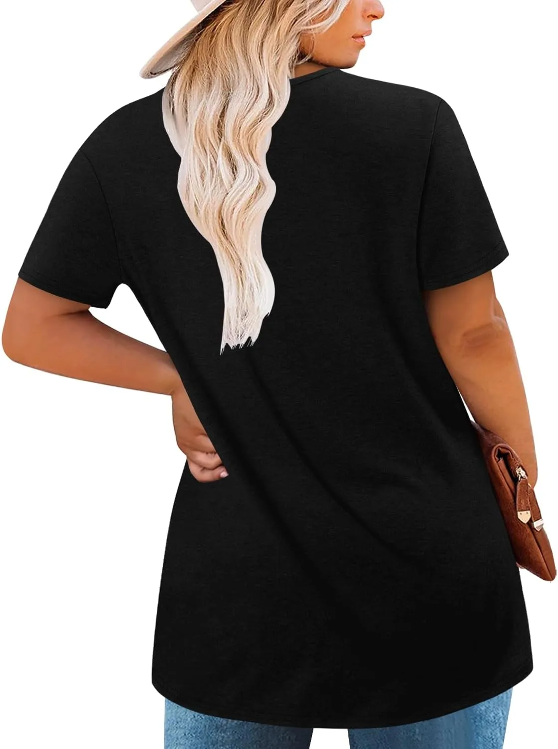 Magritta Plus Size Tops for Women Casual Summer Crew Neck Tunics Short Sleeve Loose Shirts Blouses 1X-5X