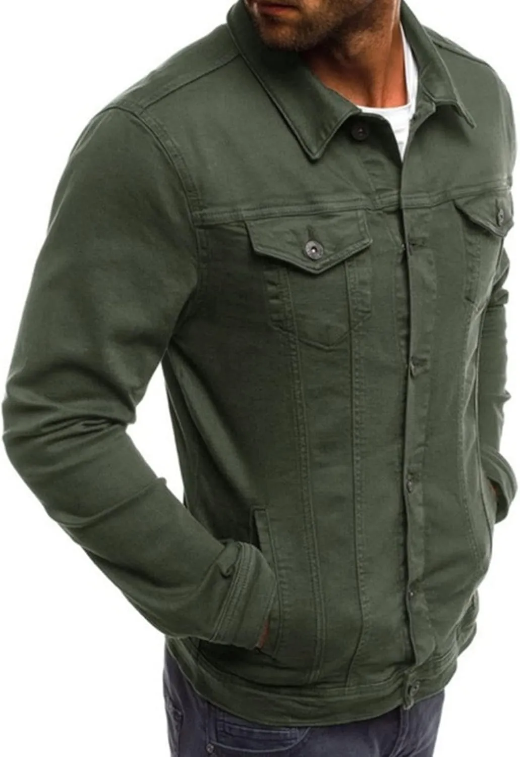 Maiyifu-GJ Men's Distressed Denim Jacket Long Sleeve Button Down Jean Coat Fashion Casual Slim Fit Trucker Biker Jackets