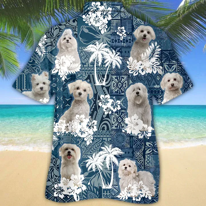 Maltese Hawaiian Shirt, Flower dog Short Sleeve Hawaiian Aloha Shirt, Gift for Dog lovers