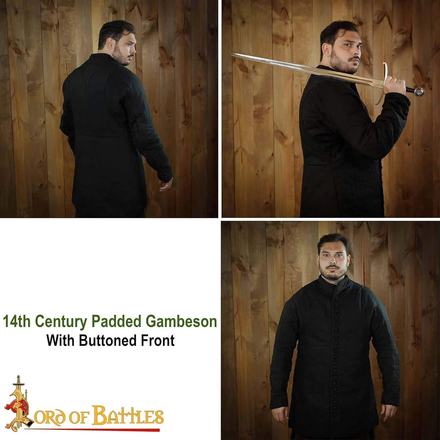 Medieval Gambeson Real Armor Quilted Gambeson with Buttoned Thick Padded Coat Canvas Cotton with Three Layers of Padding