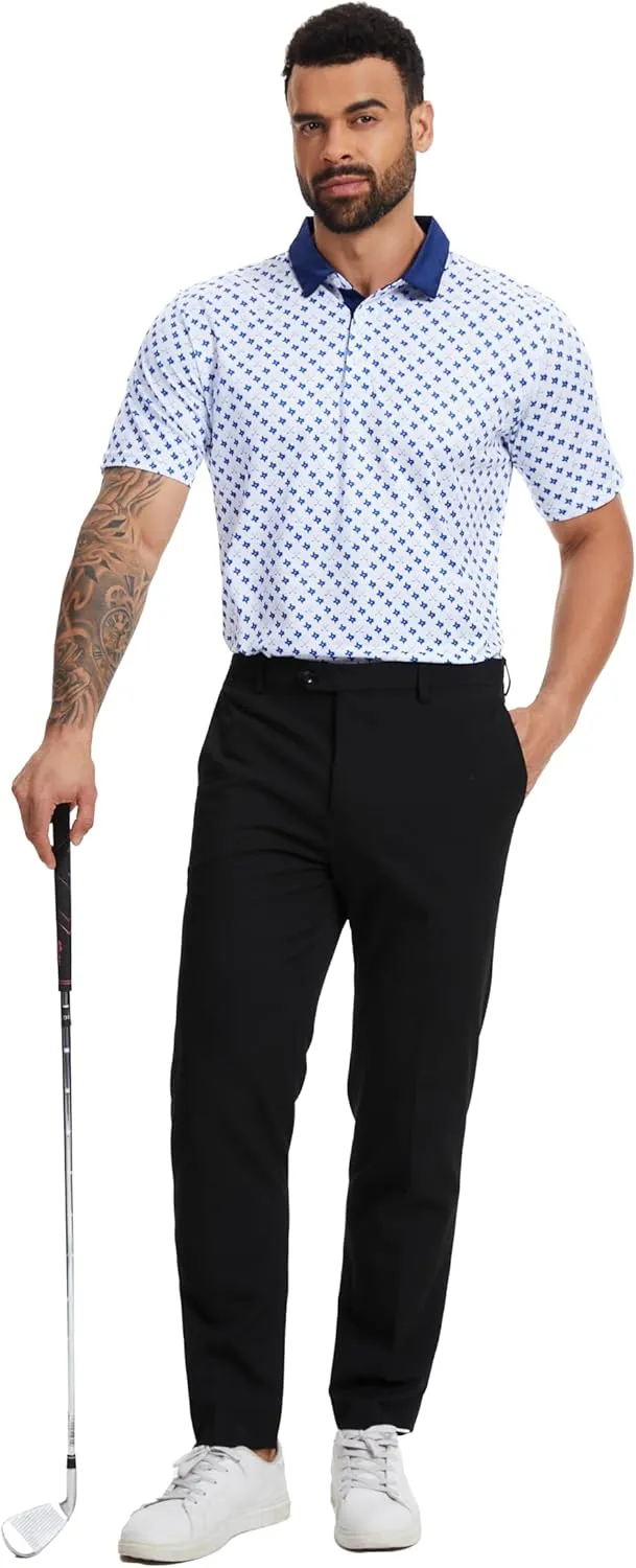 Men Golf Polo Shirts Short Sleeve Casual Print Dry Fit Moisture Wicking Performance Collared Golf Shirts for Men