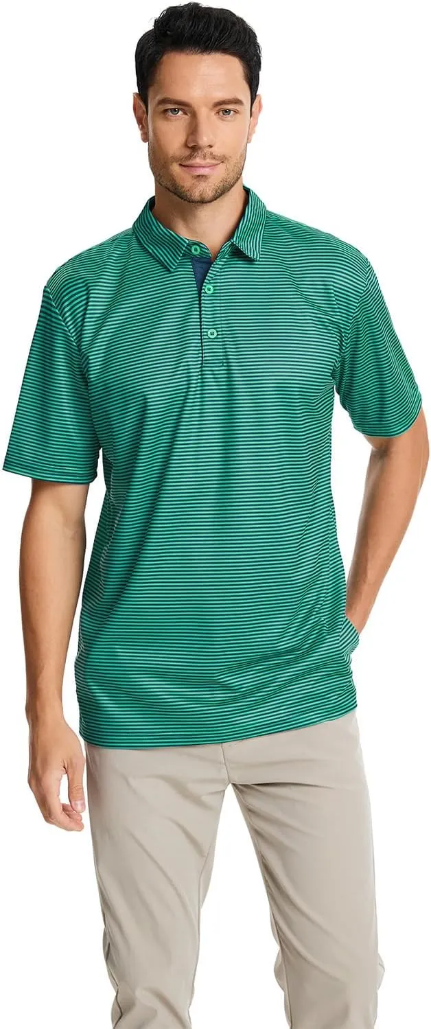 Men Golf Polo Shirts Short Sleeve Casual Print Dry Fit Moisture Wicking Performance Collared Golf Shirts for Men
