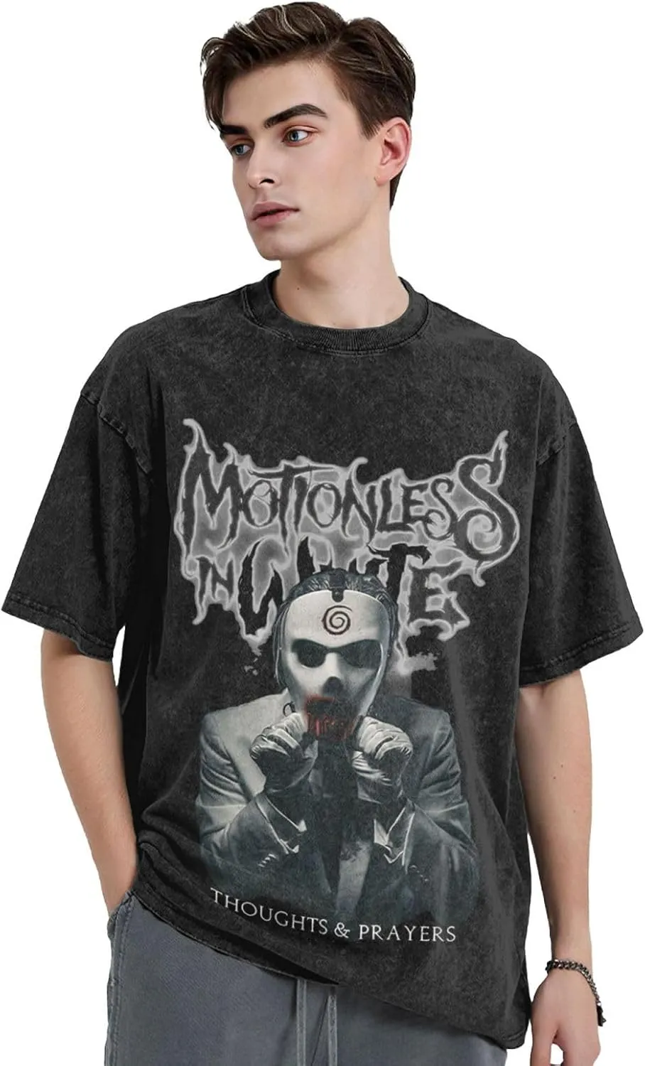 Men Vintage Oversized Drop Shoulder Fashion T Shirt Loose Wash Solid Tees Tops