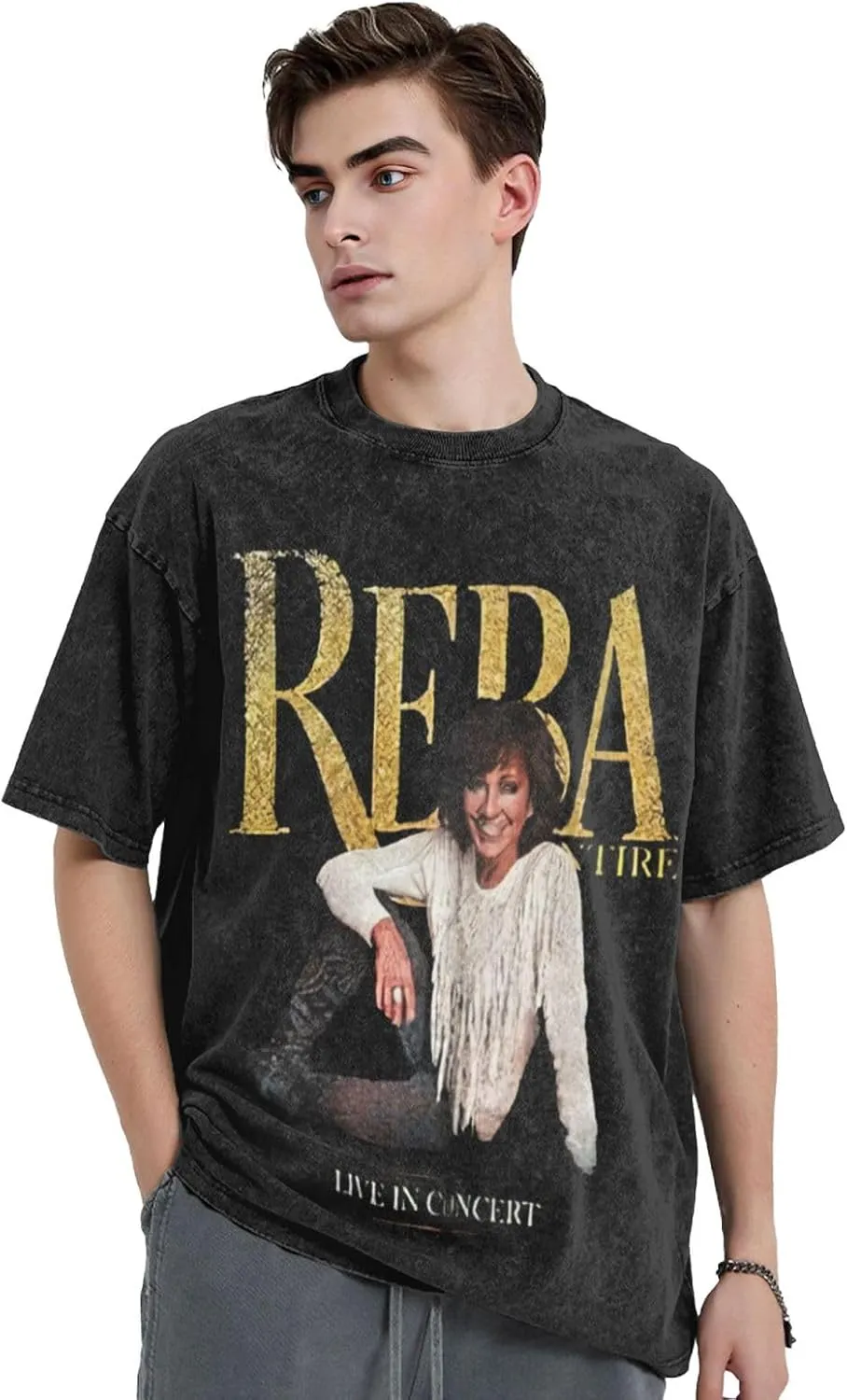 Men Vintage Oversized Drop Shoulder Fashion T-Shirts Loose Wash Solid Tees Top