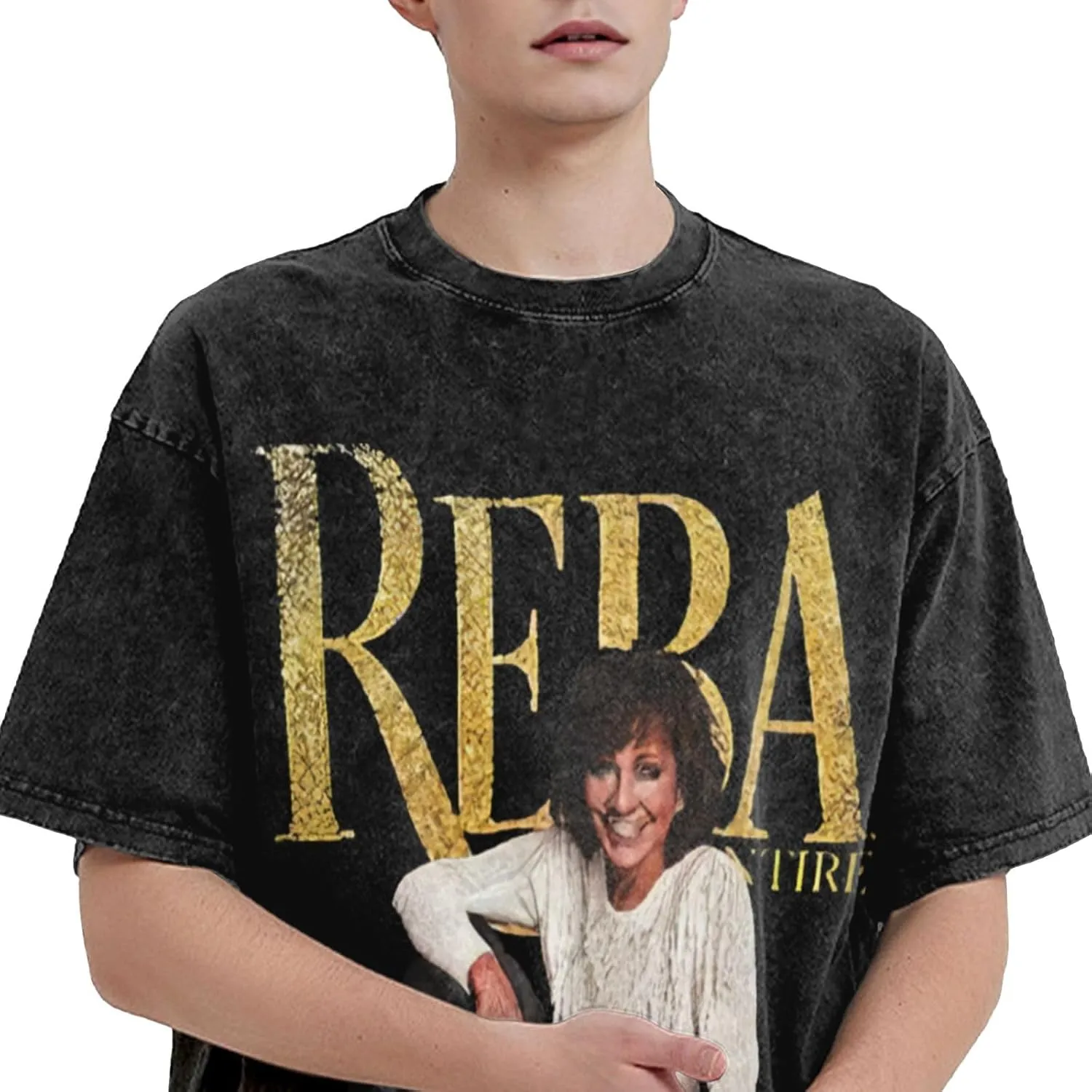 Men Vintage Oversized Drop Shoulder Fashion T-Shirts Loose Wash Solid Tees Top